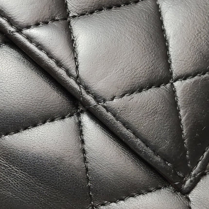 Chanel Timeless Classic Flap Medium Black Lambskin Leather Silver Hardware, 2006-08