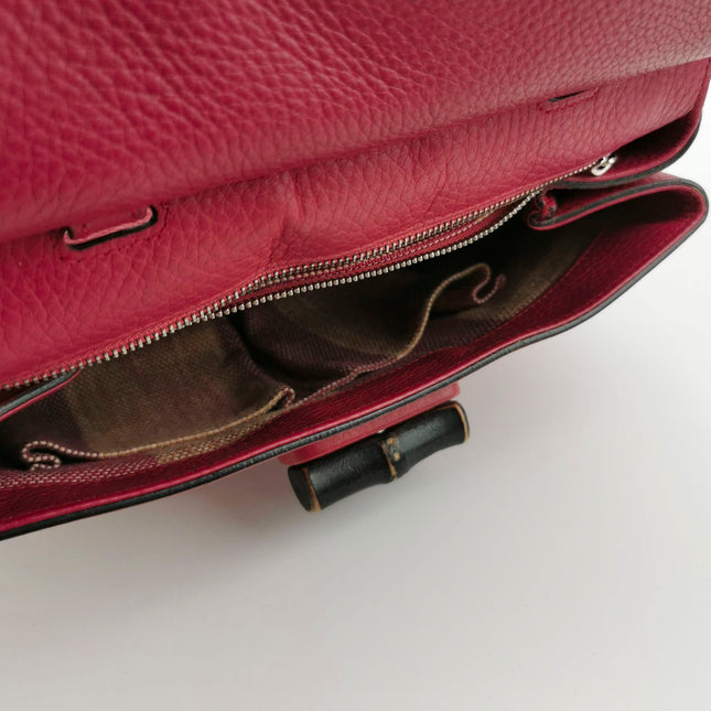 Sold Gucci Pink Leather Small Bamboo Daily Top Handle Bag