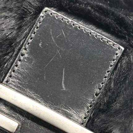 Fendi Mamma Baguette Black Faux Fur Shoulder Bag