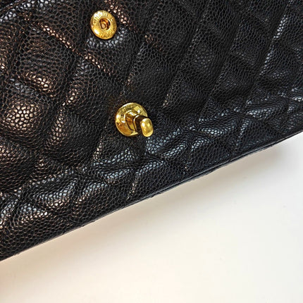 Chanel Classic Flap Medium Dark Navy Caviar Leather with 24k Gold Hardware, 2008