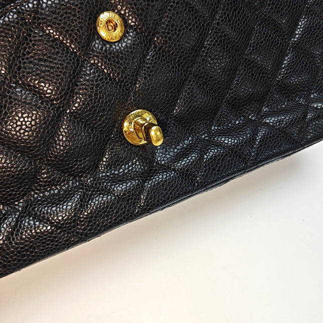 Chanel Classic Flap Medium Black Caviar Leather with 24k Gold Hardware, 2008