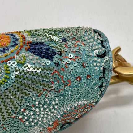 Dior In Lights Saddle Medium Multicolor Beads and Calfskin Leather Shoulder Bag