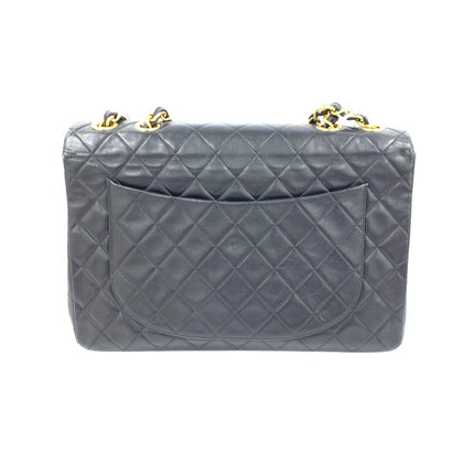 Chanel 1996 Vintage Classic Maxi Flap Black Lambskin Leather Giant CC 24 Gold Hardware
