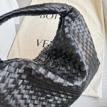 Bottega Veneta Hop Black Intrecciato Leather Maxi Hobo Bag 54cm