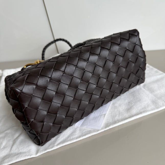 Bottega Veneta Small Andiamo Fondant Dark Chocolate Brown Intrecciato Handbag