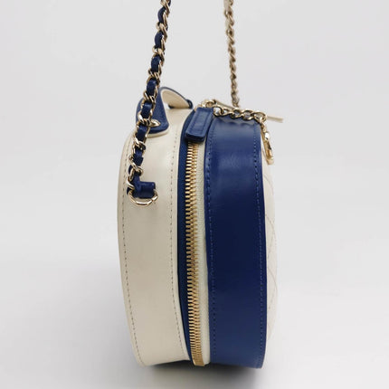 Sold Chanel White and Blue Small Crumpled Calfskin Vanity Case Crossbody Bag