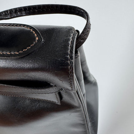 Hermes Kelly 32 Retourne Black Box Leather Gold HW 1987