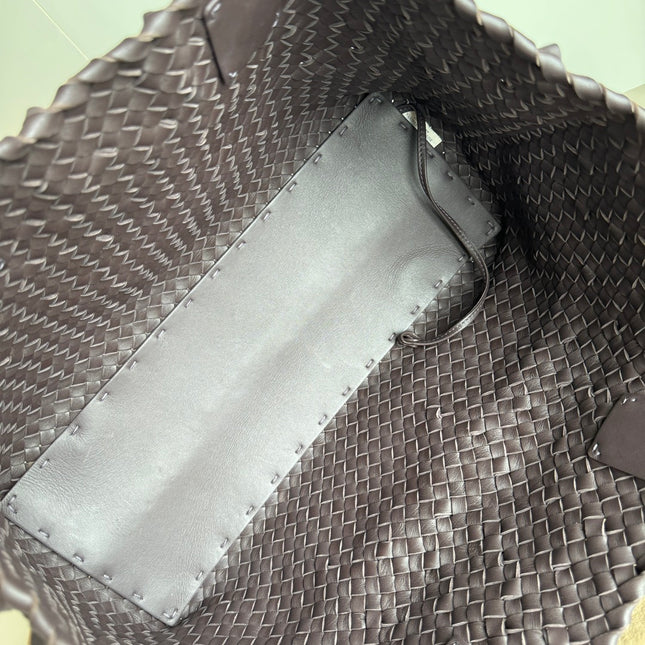 Sold Bottega Veneta Cabat Medium Intreccio Leather Tote Bag Dark Chocolate Brown