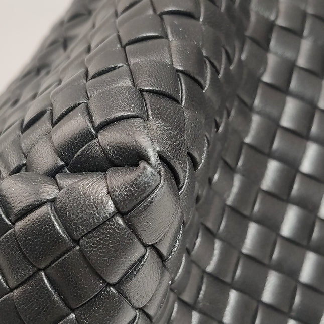 Bottega Veneta XXL Snap Tote Black Intrecciato Leather With Pouch