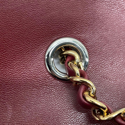 Chanel Flap Bag Mini Burgundy Lambskin Leather Gold & Silver Hardware 2019