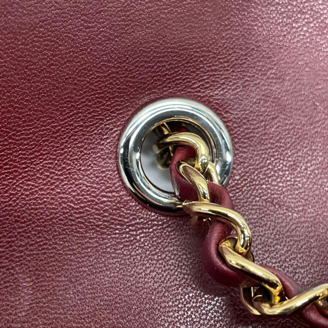 Chanel Flap Bag Mini Burgundy Lambskin Leather Gold & Silver Hardware 2019