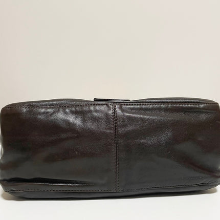 Fendi Mamma Baguette Chocolate Brown Lambskin Leather Silver Hardware