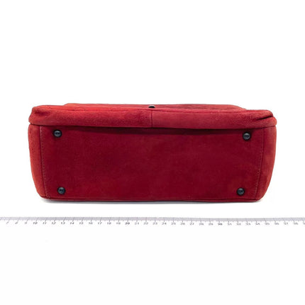 Chanel Vintage Shoulder Bag Burgundy Suede Leather Gunmetal Hardware 2000-02