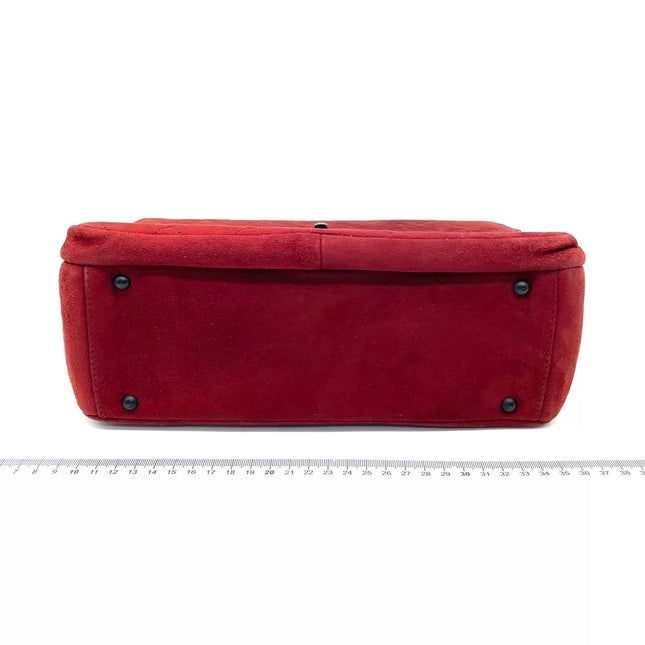 Chanel Vintage Shoulder Bag Burgundy Suede Leather Gunmetal Hardware 2000-02