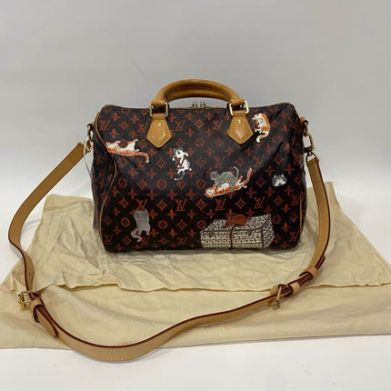 Louis Vuitton Speedy 30 Bandouliere Limited Edition Grace Coddington Catogram Brown