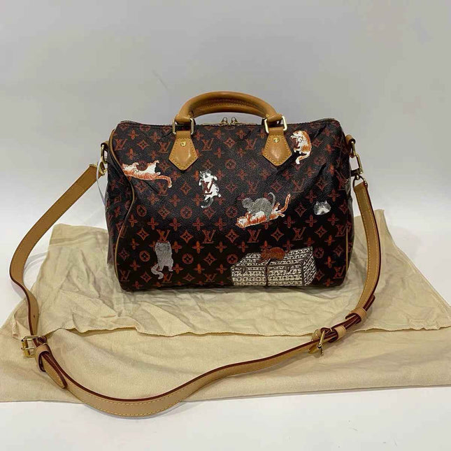 Louis Vuitton Speedy 30 Bandouliere Limited Edition Grace Coddington Catogram Brown