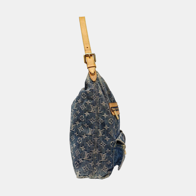Louis Vuitton Monogram Blue Denim Baggy GM Large Shoulder Bag