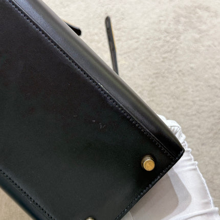 Hermes Kelly 32 Sellier Black Box Leather Double Ring Gold HW