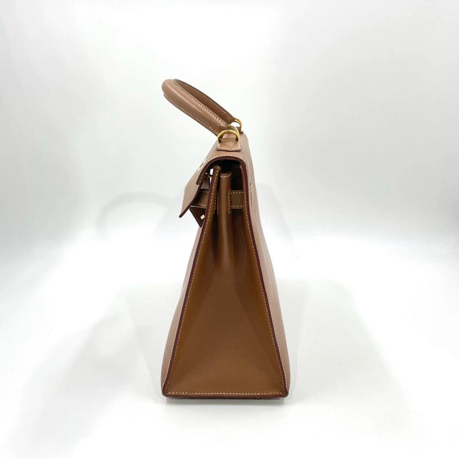 Hermes Kelly 32 Sellier Gold Epsom Leather Gold HW Double Ring 2002