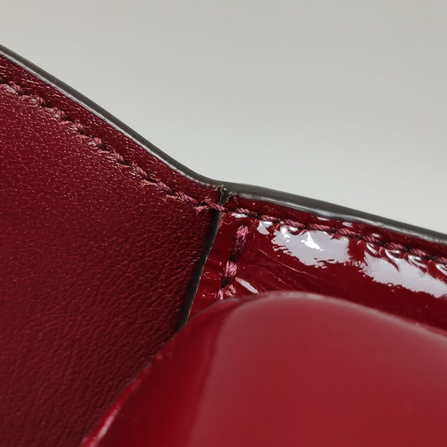 Gucci Bamboo 1947 Small Ancora Red Burgundy Patent Leather Top Handle Bag