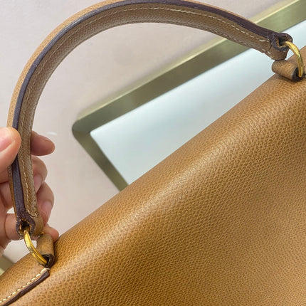 Hermes Kelly 32 Sellier Vintage Gold Epsom Leather Gold Hardware With Strap 1990