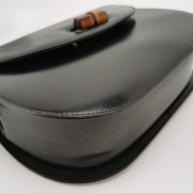 Sold Gucci Bamboo 1947 Black Leather Medium Crossbody Bag