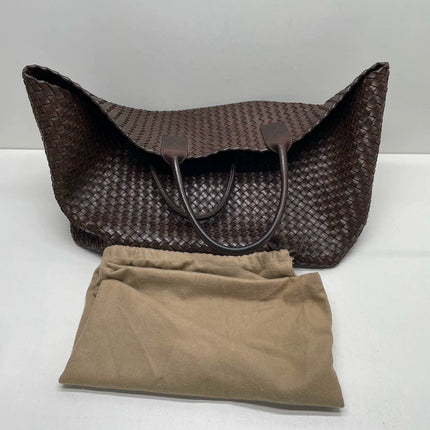 Sold Bottega Veneta Cabat Large Intreccio Leather Tote Bag Dark Chocolate Brown