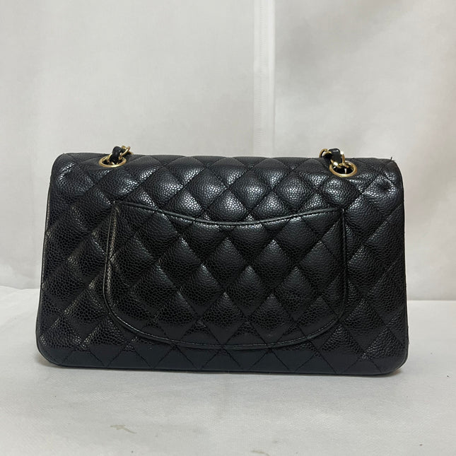 Chanel Classic Flap Medium Black Caviar Leather with 24k Gold Hardware, 2008