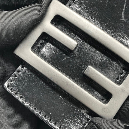 Fendi Mamma Baguette Black Faux Fur Shoulder Bag