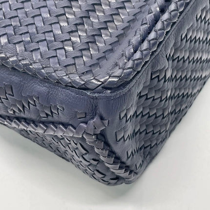 Loewe Braided Puzzle Small Woven Navy Leather Crossbody Bag