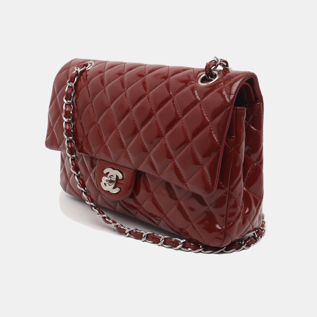 Chanel Classic Flap Medium Burgundy Patent Leather Silver HW, 2010-2011