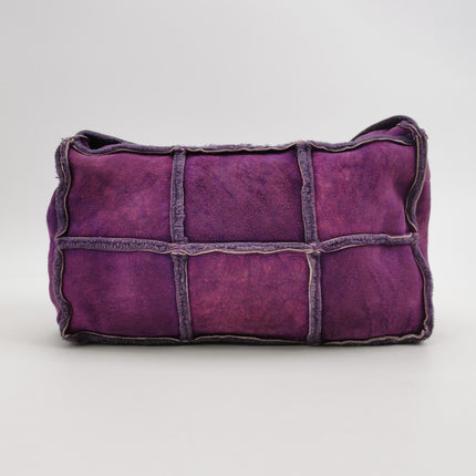 Chanel 2.55 Flap Vintage Chocolate Bar Purple Suede Crossbody Messenger Bag