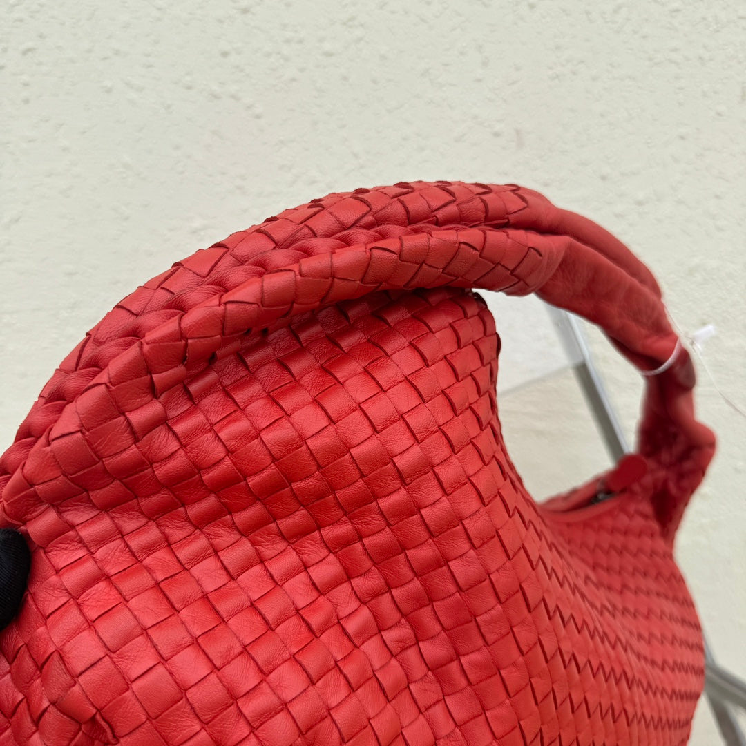 Sold Bottega Veneta Belly Hobo Intrecciato Lambskin Leather Red Large 50cm