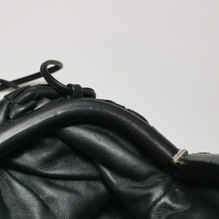 Bottega Veneta Pouch Mini Intrecciato Black Lambskin Leather Crossbody Bag