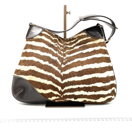 Gucci Jackie Vintage Zebra Print Pony-style Calfskin Side Horsebit
