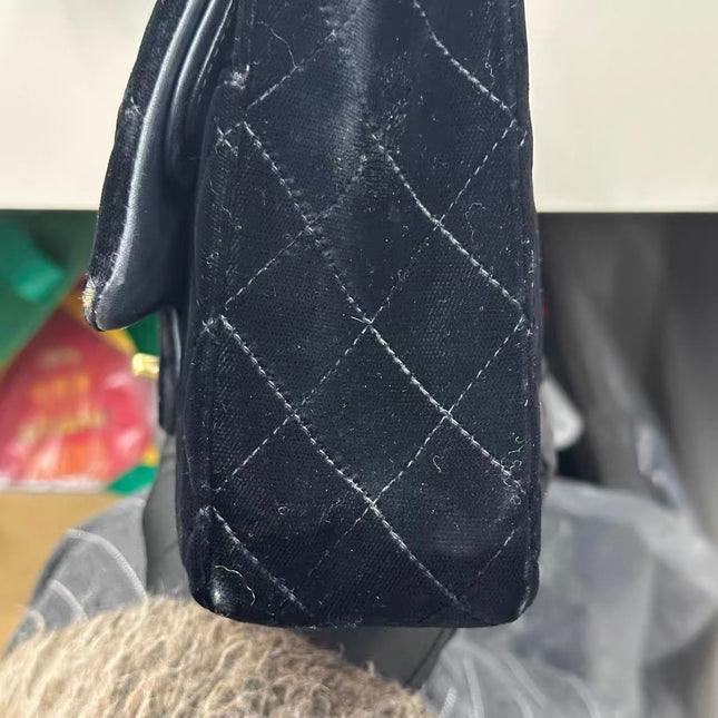 Chanel Classic Flap Medium Black Velvet Gold Hardware, 2014-2015