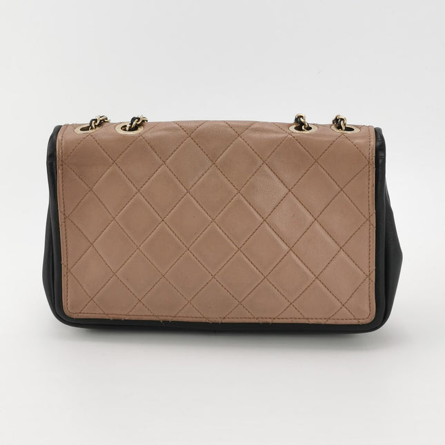 Chanel Classic Flap Bag Calfskin Leather 2014 Medium Nude Pink with Black Trim