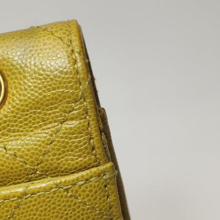 Chanel Vintage Kelly Flap Bag Yellow Caviar Leather 24k Gold Hardware 1997-1999