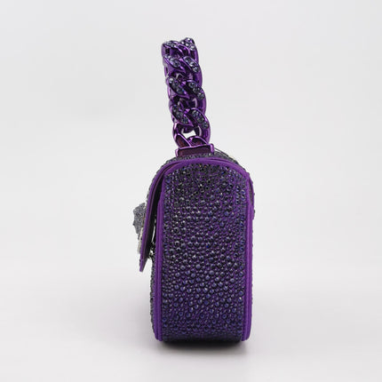 Versace La Medusa Mini Crystal Embellished Top Handle Bag in Purple
