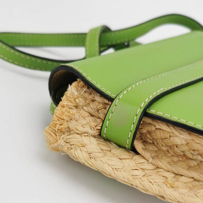 Loewe Gate Mini Green Leather and Straw Crossbody Bag