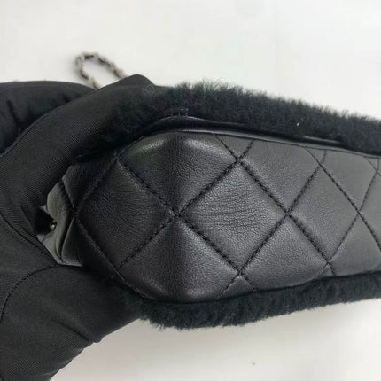 Chanel Medium Flap Bag Shearling and Leather Pop Art N.5 Silver Hardware