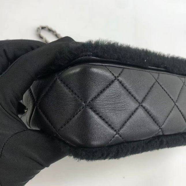 Chanel Medium Flap Bag Shearling and Leather Pop Art N.5 Silver Hardware