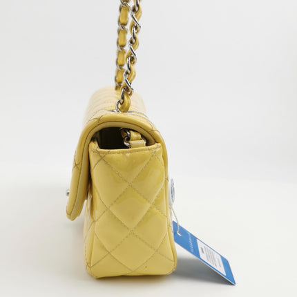 Chanel Classic Flap Rectangular Mini Yellow Patent Leather Silver HW, 2014-2015