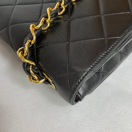 Chanel Vintage Flap Bag Medium Black Lambskin Leather Mega CC Gold Hardware