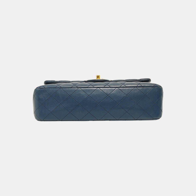 Chanel Classic Flap Medium Navy Lambskin Leather Gold Hardware 2017