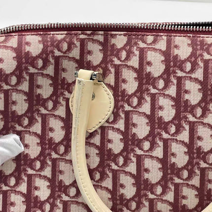 Dior No. 1 Rasta Trotter Bowling Bag Red Oblique Canvas White Patent Leather
