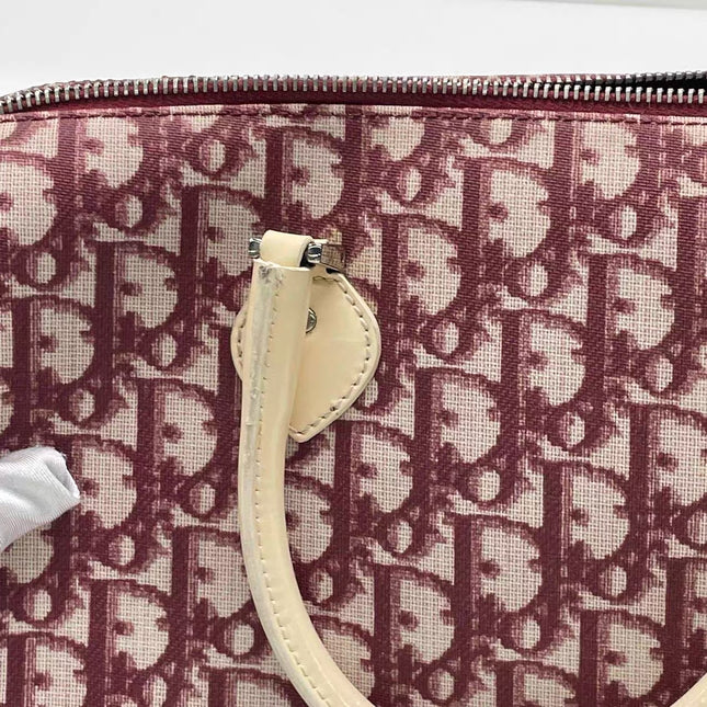 Dior No. 1 Rasta Trotter Bowling Bag Red Oblique Canvas White Patent Leather