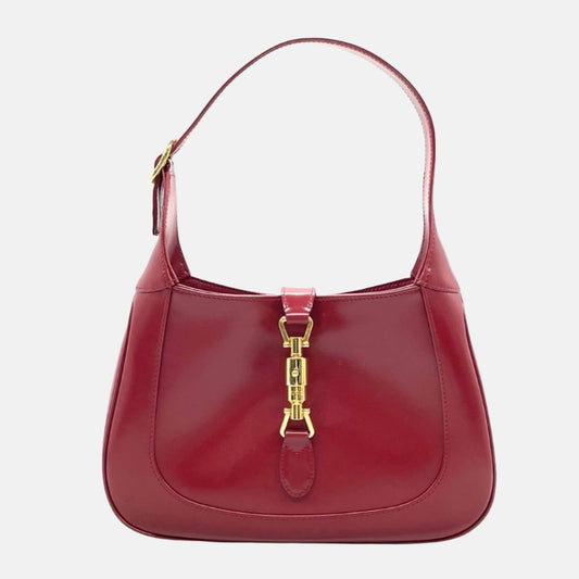 Gucci Jackie 1961 Burgundy Red Leather Bag Small with Adjustable Strap-Luxbags