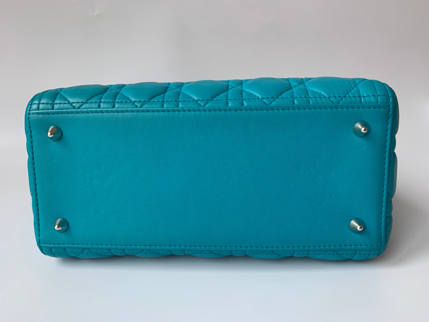 Sold Lady Dior Medium Bag Blue Cannage Lambskin Leather