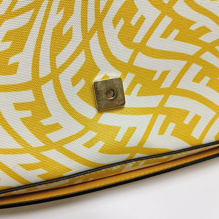 Fendi Baguette 1997 Re-edition Yellow Psychedelic Print Canvas Shoulder Bag